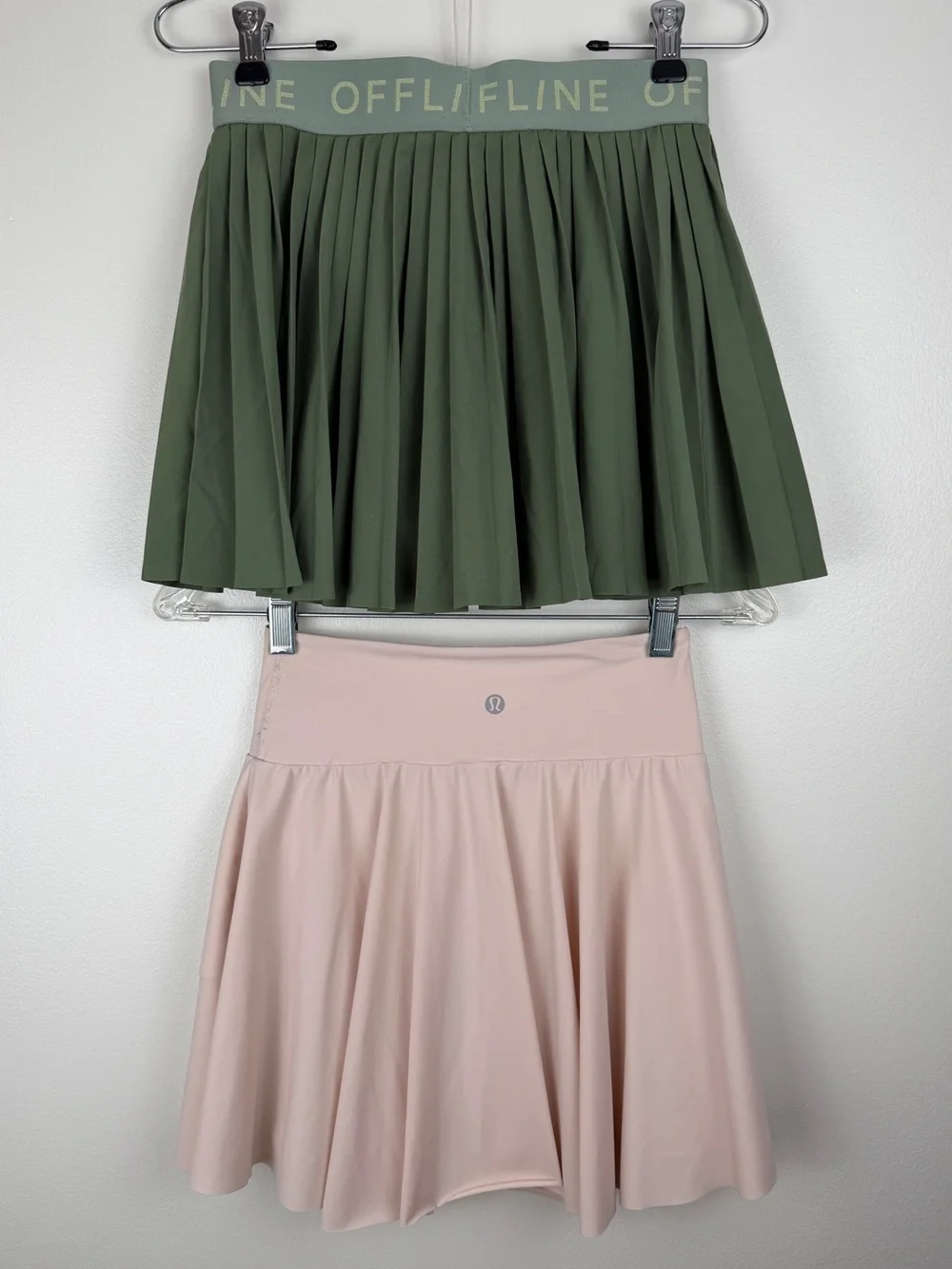 lululemon Olive Pleated Skirt & Blush Flared Skirt Bundle Tennis Pickleball
